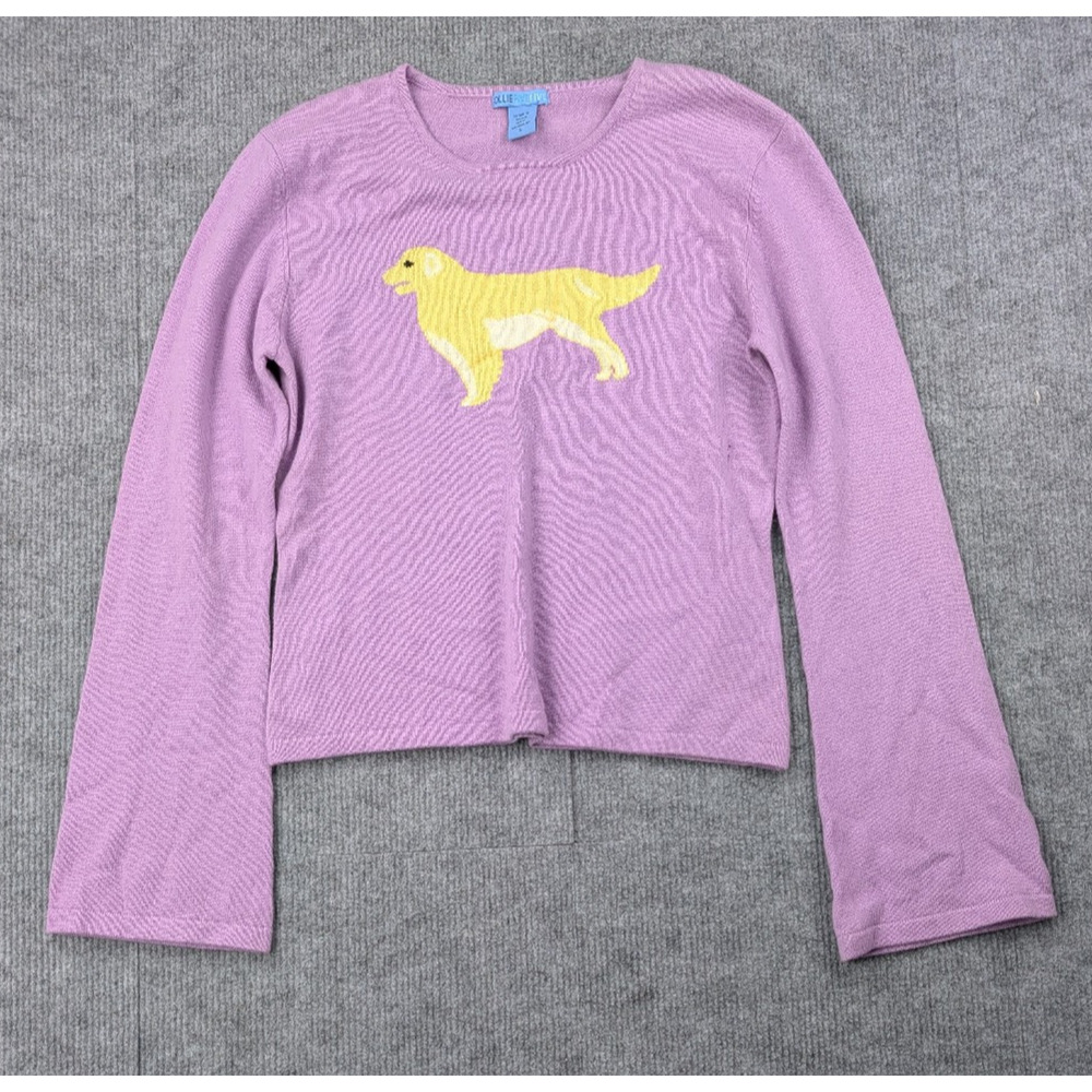 Ollie Five Five Cashmere Sweater Womens Small Novelty Dog Golden Lab Y2K Retro